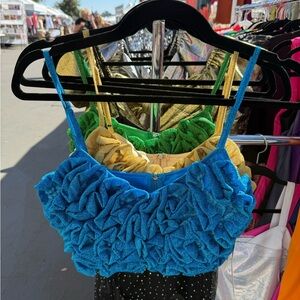 Blue Ruffled Crop Top